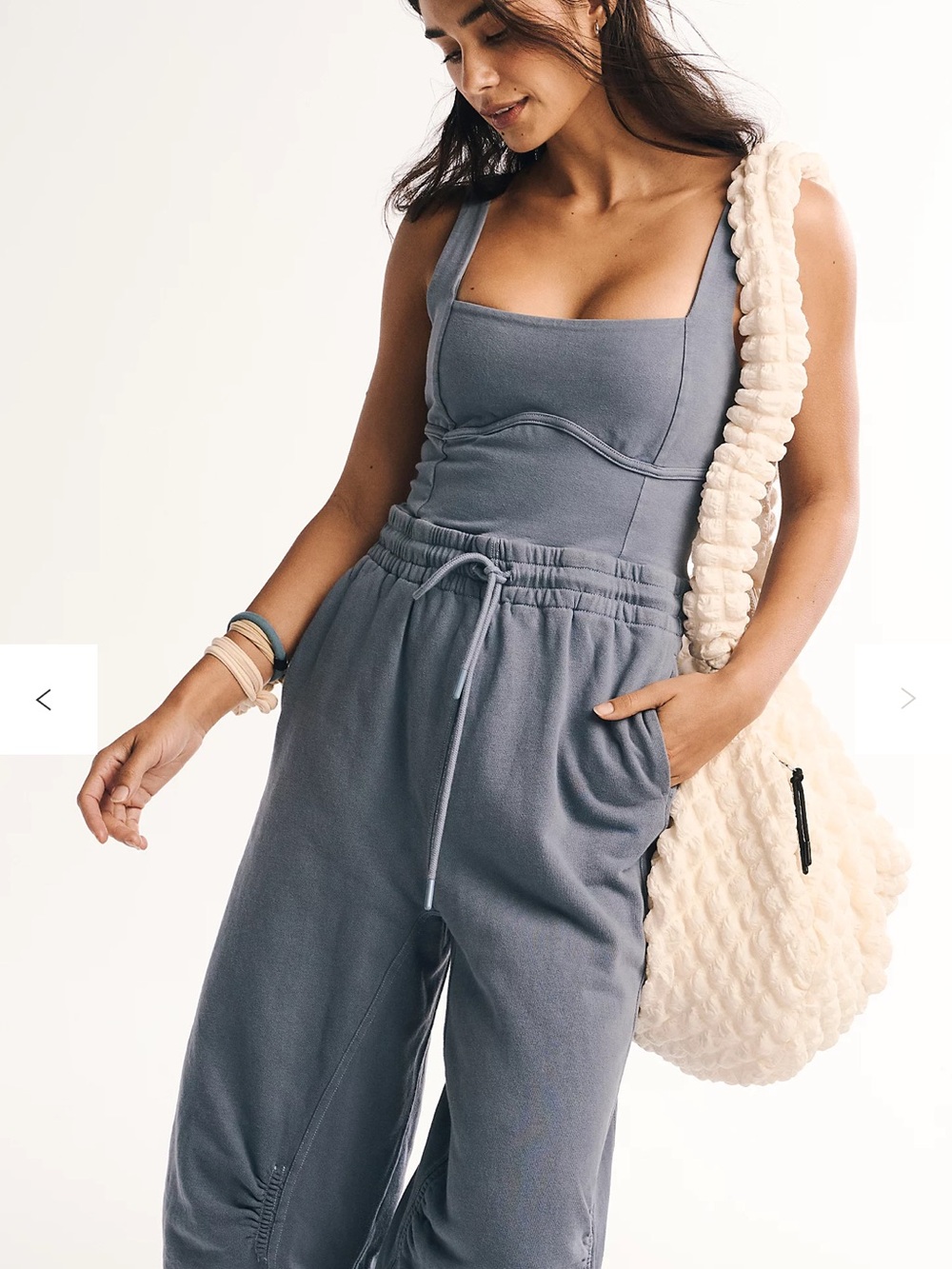 NWOT Free People Movement Inbound stone washed Blue Onesie L